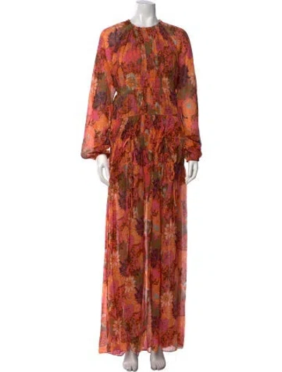 Pre-owned A.l.c Silk Long Dress In Orange
