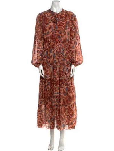 Pre-owned A.l.c Silk Long Dress In Orange