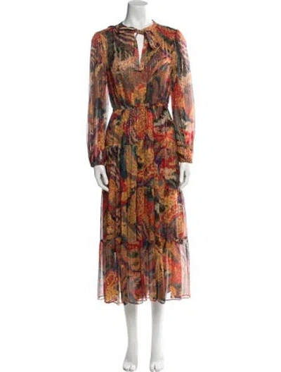 Pre-owned A.l.c Silk Long Dress In Orange