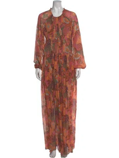 Pre-owned A.l.c Silk Long Dress In Orange