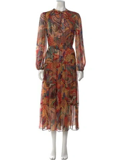 Pre-owned A.l.c Silk Long Dress In Orange