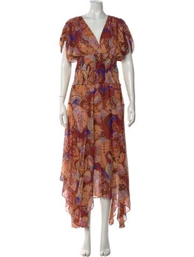 Pre-owned A.l.c Silk Long Dress In Orange