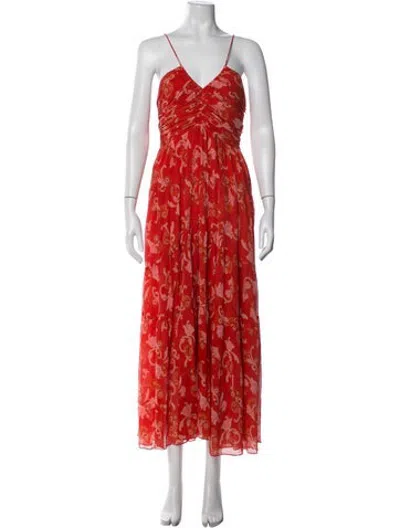 Pre-owned A.l.c Silk Long Dress In Orange/red