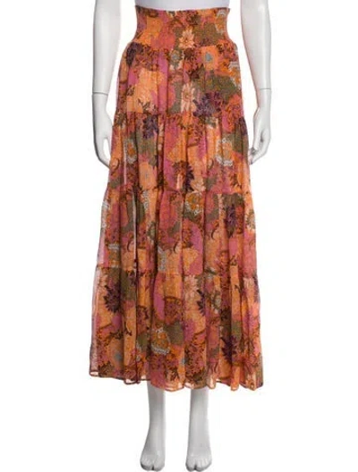 Pre-owned A.l.c Silk Long Skirt In Orange