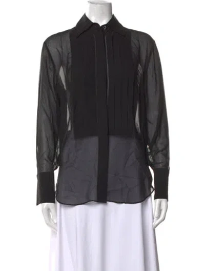 Pre-owned A.l.c Silk Long Sleeve Blouse In Black