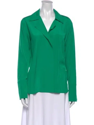 Pre-owned A.l.c Silk Long Sleeve Blouse In Green