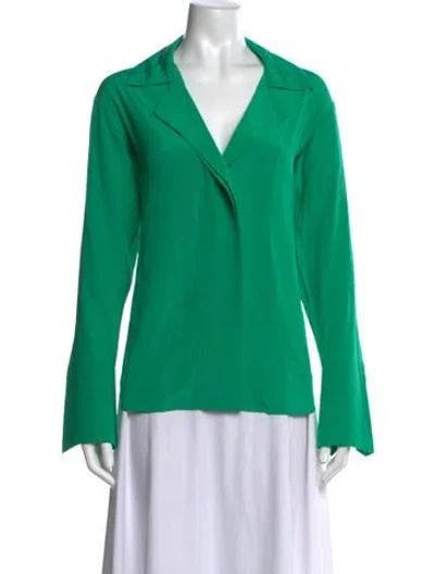 Pre-owned A.l.c Silk Long Sleeve Blouse In Green