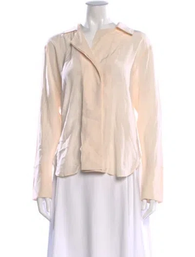 Pre-owned A.l.c Silk Long Sleeve Blouse In Neutral