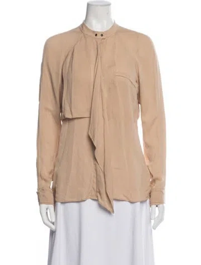 Pre-owned A.l.c Silk Long Sleeve Blouse In Neutrals
