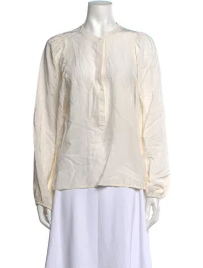 Pre-owned A.l.c Silk Long Sleeve Blouse In Neutrals