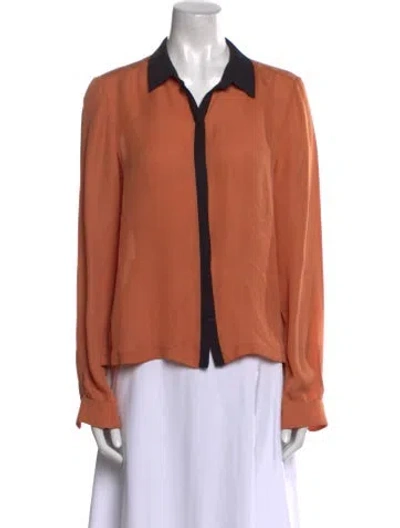 Pre-owned A.l.c Silk Long Sleeve Blouse In Orange