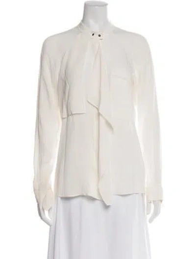 Pre-owned A.l.c Silk Long Sleeve Blouse In White