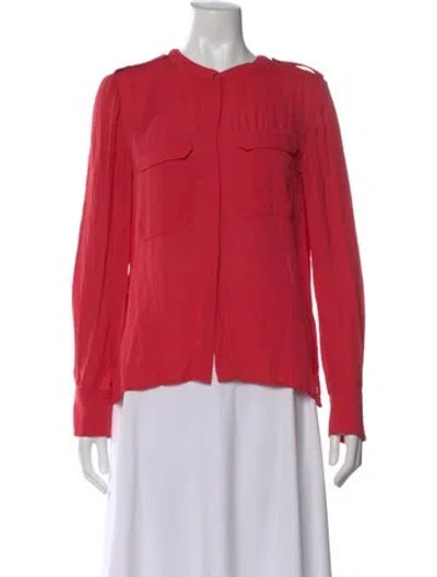 Pre-owned A.l.c Silk Long Sleeve Top In Red