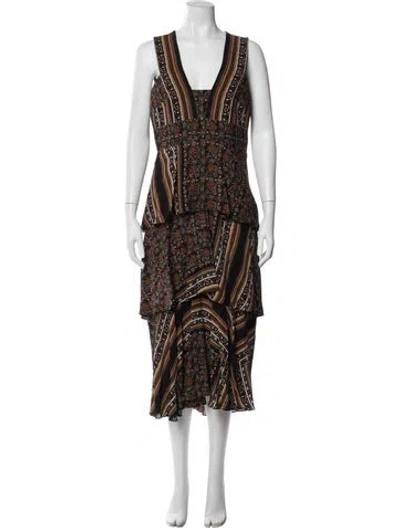 Pre-owned A.l.c Silk Midi Length Dress In Black