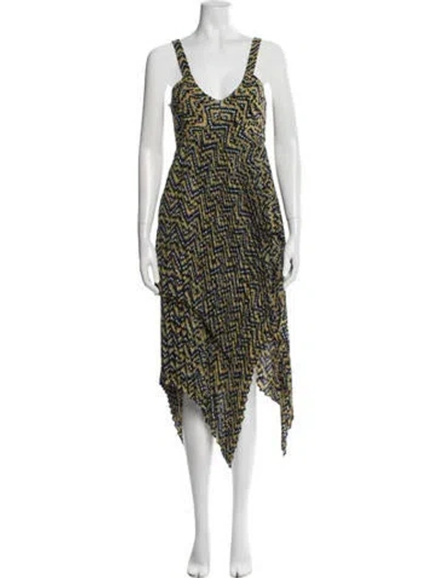Pre-owned A.l.c Silk Midi Length Dress In Blue