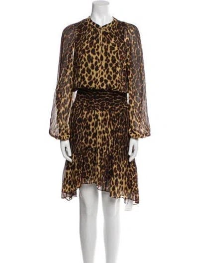 Pre-owned A.l.c Silk Midi Length Dress In Brown