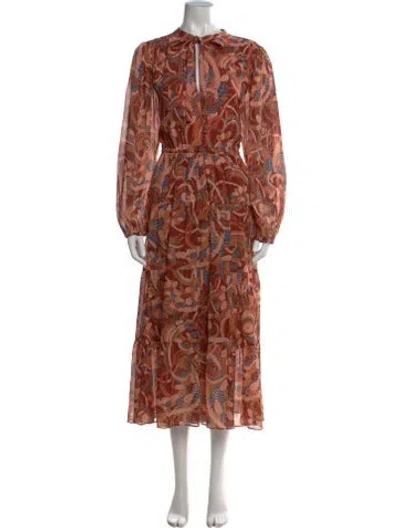 Pre-owned A.l.c Silk Midi Length Dress In Brown