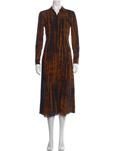 Pre-owned A.l.c Silk Midi Length Dress In Brown