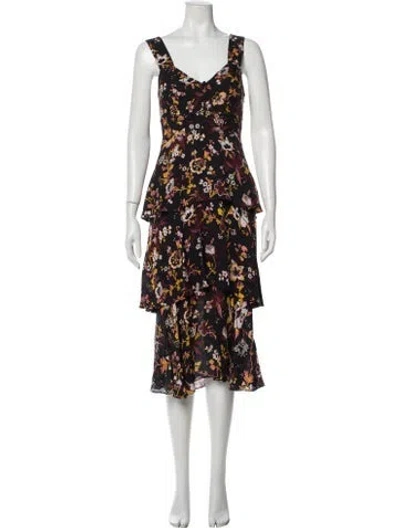 Pre-owned A.l.c Silk Midi Length Dress In Multi