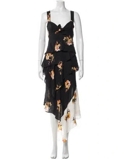 Pre-owned A.l.c Silk Midi Length Dress In Multi
