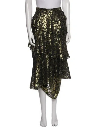 Pre-owned A.l.c Silk Midi Length Skirt In Black