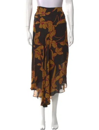 Pre-owned A.l.c Silk Midi Length Skirt In Black