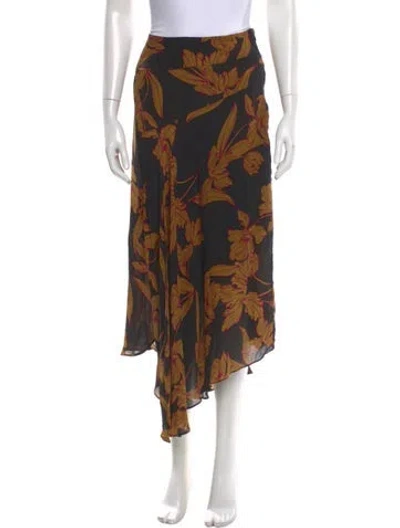Pre-owned A.l.c Silk Midi Length Skirt In Black