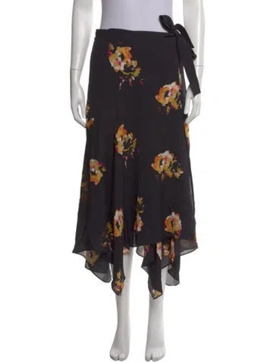 Pre-owned A.l.c Silk Midi Length Skirt In Black