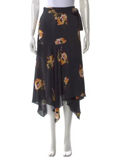 Pre-owned A.l.c Silk Midi Length Skirt In Black