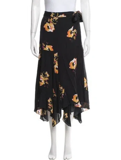 Pre-owned A.l.c Silk Midi Length Skirt In Black