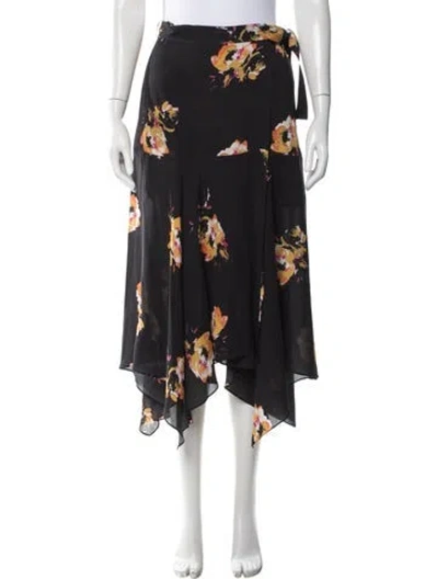 Pre-owned A.l.c Silk Midi Length Skirt In Black