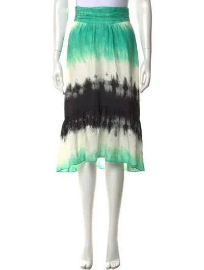 Pre-owned A.l.c Silk Midi Length Skirt In Green