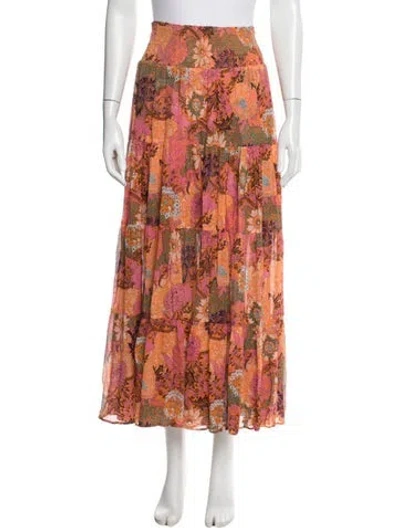 Pre-owned A.l.c Silk Midi Length Skirt In Multi