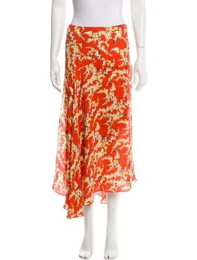 Pre-owned A.l.c Silk Midi Length Skirt In Orange