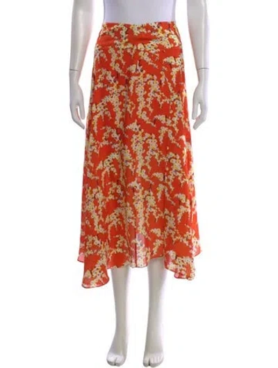 Pre-owned A.l.c Silk Midi Length Skirt In Orange