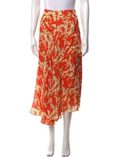 Pre-owned A.l.c Silk Midi Length Skirt In Orange