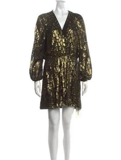 Pre-owned A.l.c Silk Mini Dress In Black/gold/metallic