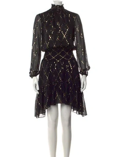 Pre-owned A.l.c Silk Mini Dress In Black/metallic