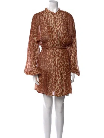 Pre-owned A.l.c Silk Mini Dress In Brown