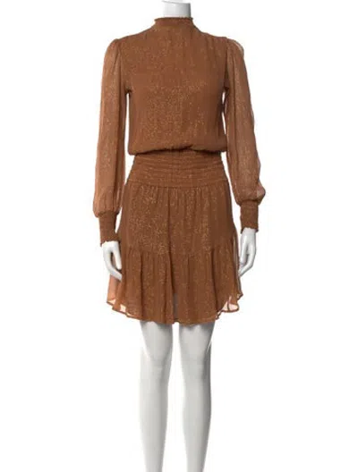 Pre-owned A.l.c Silk Mini Dress In Brown/metallic