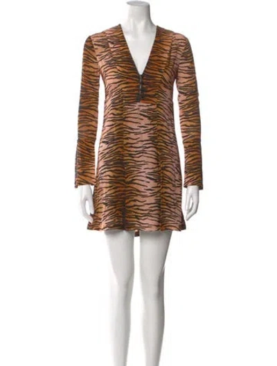Pre-owned A.l.c Silk Mini Dress W/ Tags In Brown