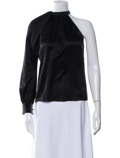 Pre-owned A.l.c Silk Mock Neck Blouse In Black