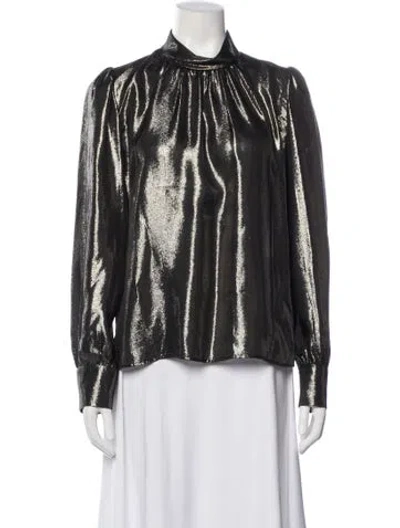 Pre-owned A.l.c Silk Mock Neck Blouse In Gray