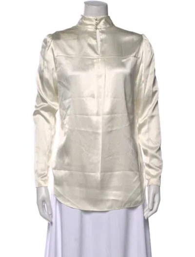 Pre-owned A.l.c Silk Mock Neck Blouse W/ Tags In Neutrals