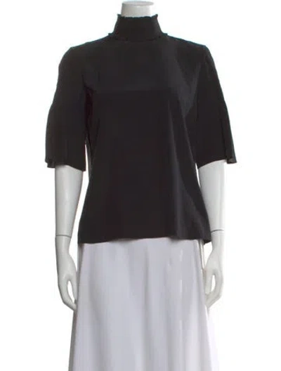 Pre-owned A.l.c Silk Mock Neck Top In Black