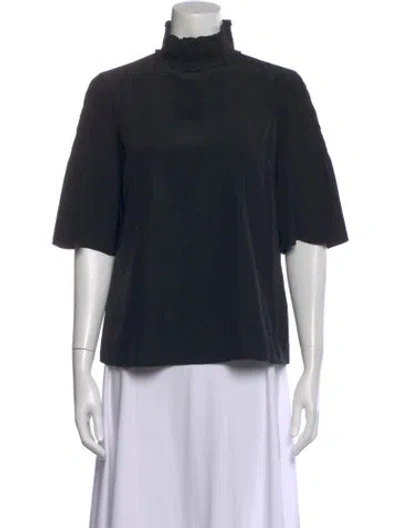 Pre-owned A.l.c Silk Mock Neck Top In Black