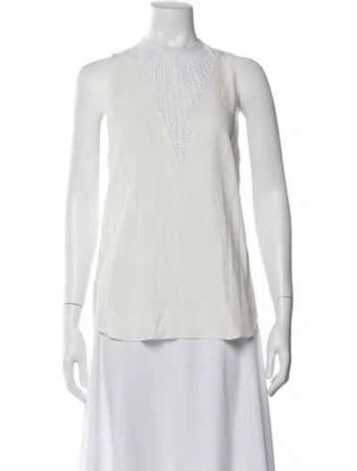 Pre-owned A.l.c Silk Mock Neck Top In Neutral
