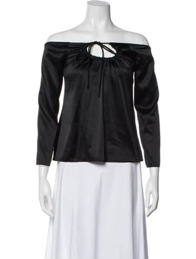 Pre-owned A.l.c Silk Off-the-shoulder Blouse In Black