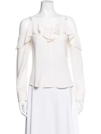 Pre-owned A.l.c Silk Off-the-shoulder Blouse In White