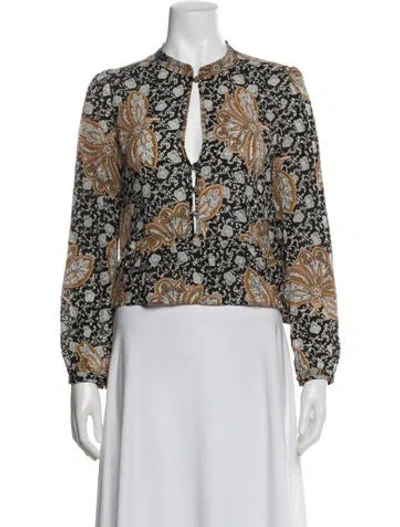 Pre-owned A.l.c Silk Paisley Print Blouse In Black